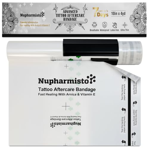 Waterproof Tattoo Aftercare Bandage 10x4 Yards - Skin Healing Wrap with Arnica & Vitamin E