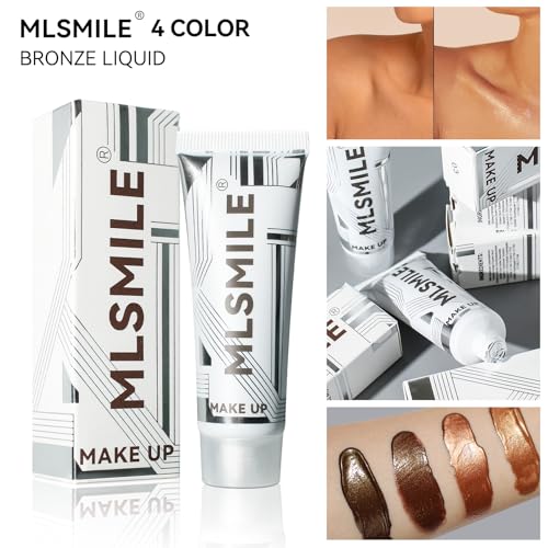 Bronze Shimmering Body Oil, Medium Dark Tones, Self Tanning Liquid Highlight That Does Not Require Sunlight Exposure, Suitable For Face And Body, 2-Color Set(03/04, Set2)