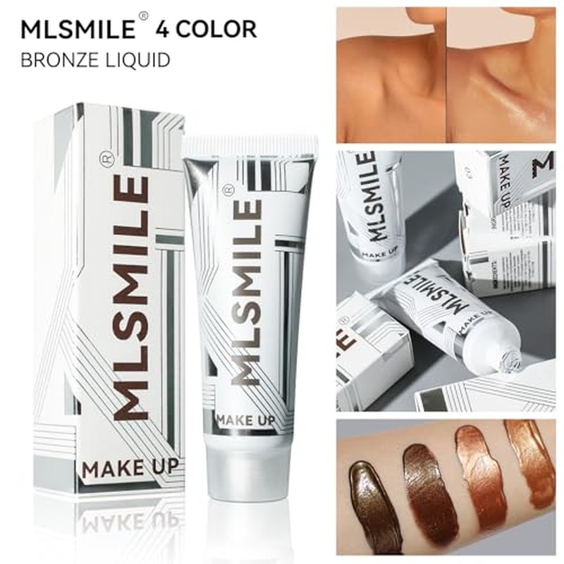Bronze Shimmering Body Oil, Medium Dark Tones, Self Tanning Liquid Highlight That Does Not Require Sunlight Exposure, Suitable For Face And Body, 2-Color Set(03/04, Set2)