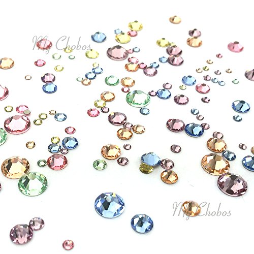 Baby Colors Mixed with Swarovski 2058 Xilion / 2088 Xirius Rose flatbacks Sizes ss5, ss7, ss9, ss12, ss16, ss20, ss30 No-Hotfix Rhinestones Nail Art 144 pcs (1 Gross) Bling DIY gem Stones Deco