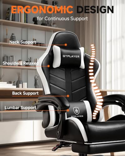 GTPLAYER Gaming Chair for Adults with Footrest - Pearl White, Variation 08