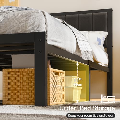 Twin Bed Frame with Headboard, Smart LED & Charging Station - OLEVS