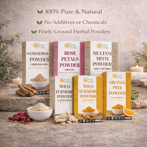 Natural Skin Care Powder Set with Sandalwood, Rose, Turmeric & Orange Peel
