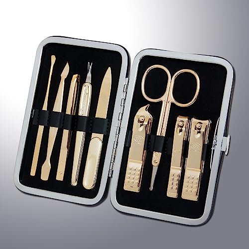 Travel Nail Clipper Set - 9-Piece Manicure Grooming Kit, Sharp & Sturdy