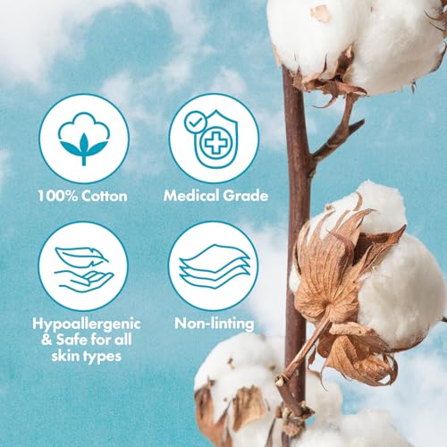 Intrinsics Large 4x4 Gauze Pads 2 Pack (400 Count) ? 12-Ply Lint Free Cotton Pads for Face & Gentle Exfoliation | Medical-Grade Gauze Pads for Esthetic Use | Hypoallergenic and 100% Pure Cotton