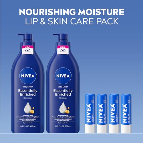 NIVEA Skin Care Set - Body Lotion & Lip Balm Pack - Enriched Moisturizing