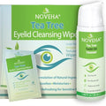NOVEHA Targeted Eyelid Cleanse Kit ? Tea Tree Oil Wipes (60pcs) + Gel Cleanser 50ml | For Lash Line Buildup & Daily Eyelid Hygiene with Cucumber & Pro-Vitamin B5