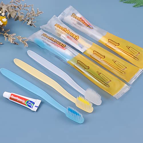 120 Pack Disposable Toothbrushes with Mini Toothpaste - Individually Wrapped, Soft Bristles, Travel-Ready