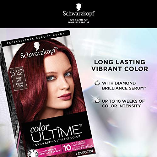 2 Count Permanent Red Hair Dye - Schwarzkopf Color Ultime Ruby Red, Vibrant & Fade-Resistant