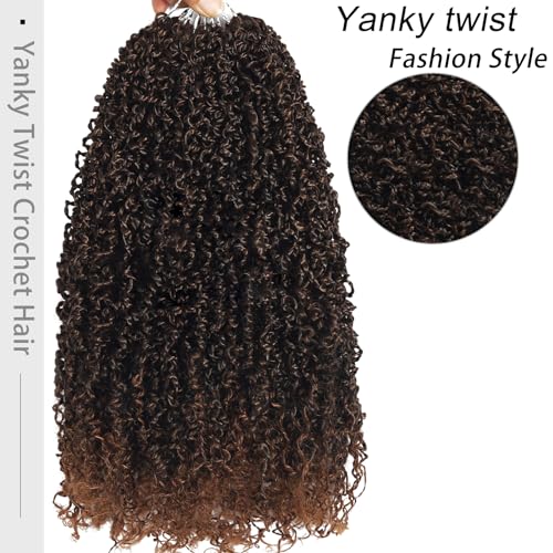 T30 14 Inch Crochet Hair 7 Packs Yanky Twist Pre-Looped Fluffy Curly Braids