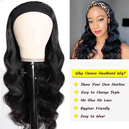 Miss Lee 16 Inch Headband Wig for Black Women Human Hair Body Wave Glueless 150% Density