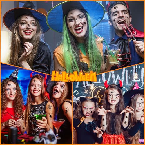110+ PCS Halloween Face Tattoos, Spider Tattoo Temporary, Halloween Witch Makeup for Women, Halloween Costume Accessories for Adult Kids
