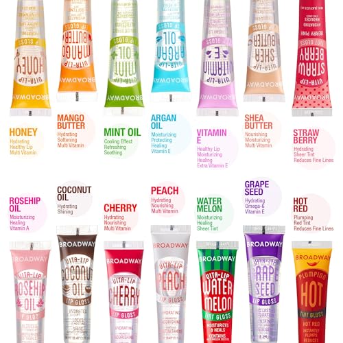 Ruby Kisses Broadway Vita-Lip Clear Lip Gloss (Rosehip Oil 6 Pack), Ultra-Hydrating & Soothing Formula with Vitamin Oils, High-Shine Non-Sticky Finish, Healing Glossy Lip Balm With Vitamin A