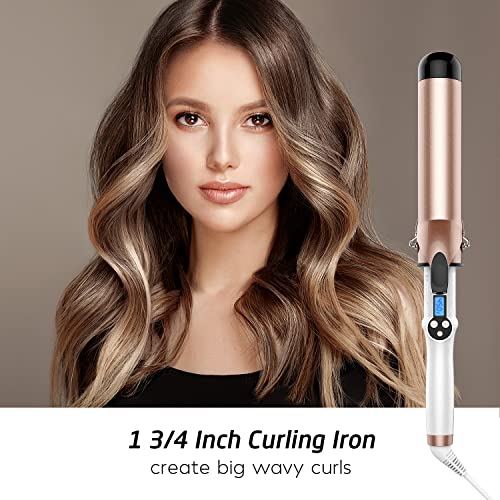 Hoson 1 3/4 Inch Curling Iron with Tourmaline Ceramic Coating & Adjustable Temperature