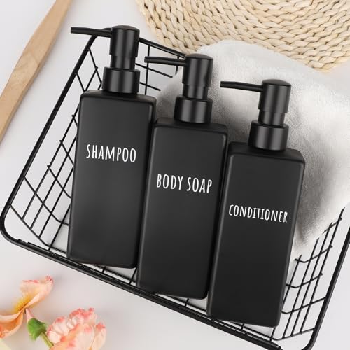 Black 6 Pack Matte Soap Dispensers - Refillable 16.9 oz Bottles for Bathroom & Hotel