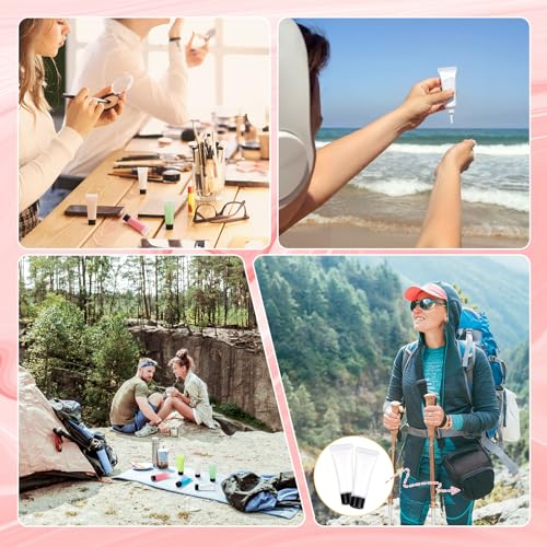 5ml Reusable Travel Tube Container Set with Syringe & Seal Stickers - Translucent, 100 Pieces