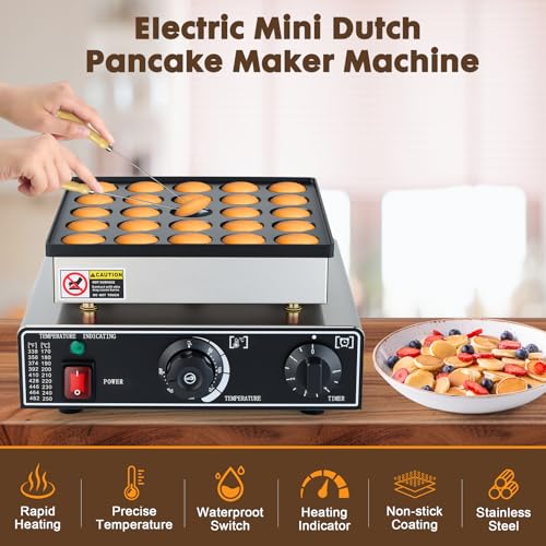 Grey Mini Pancake Maker 25 Pcs Commercial Dutch Muffin & Waffle Machine