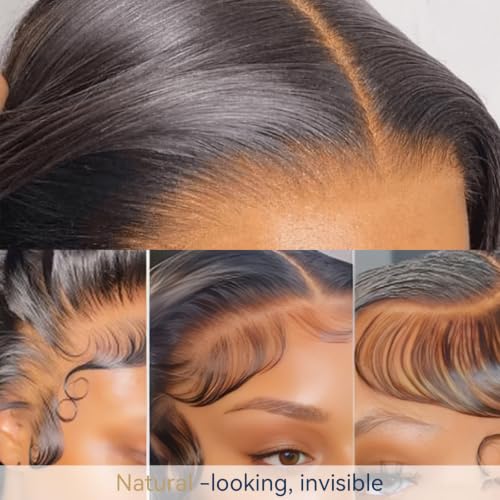 Natural Black Synthetic Lace Front Wig 13x4 30 Inch HD Transparent Pre-Plucked Hairline for Black Women - Looxey