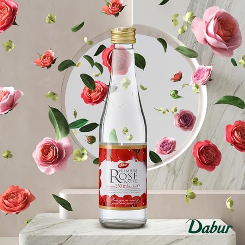 Dabur Rose Water - Rose Water for Skin, Face, Hair, & for Cooking ? Nourishing Hydration, Enhances Culinary Creations ? Rosewater for Glowing Skin, for Skincare and Beauty Rituals ? 250ML