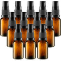 VitalUp Amber Glass Refillable Lotion Bottles 12-Pack - 15ml Travel Containers