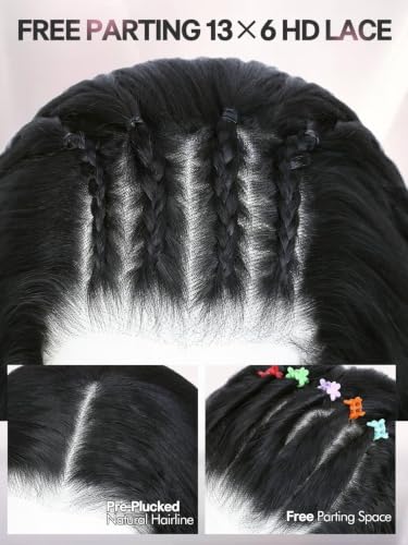 Black Quantum Love 13x6 Lace Front Yaki Curly Synthetic Wig for Black Women - Variation: 18