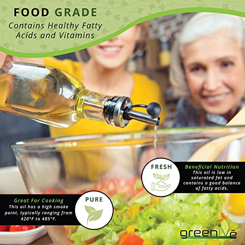 GreenIVe Grapeseed Oil Organically Grown 100% Pure Cold Pressed Light Flavor High Tempurature Cooking (16 Fl Oz)