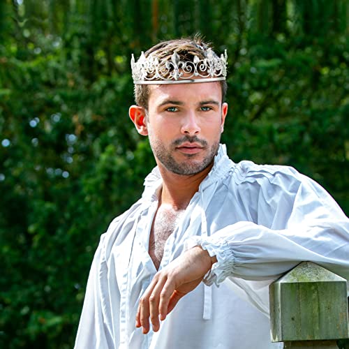 Junkin 2 Pcs Prom King and Queen Crowns for Men Women Baroque Queen King Prince Tiara Princess Crystal Headband for Halloween Wedding Birthday Grad Rhinestone Prom Party(Silver)