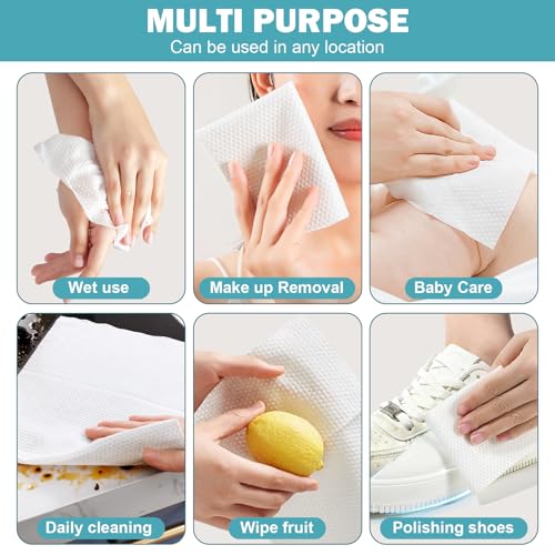 Disposable Face Towels 400 Count - Soft Cotton Makeup Remover Wipes for Skin & Cleansing - Pack of 1