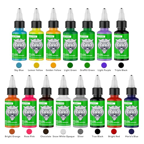 15-Color Tattoo Ink Set for Shading and Outlining - Vibrant, Long-Lasting