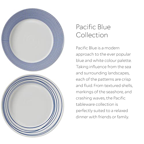 Mixed Patterns Pasta Bowls Set of 6, 22cm Blue Coastal Porcelain