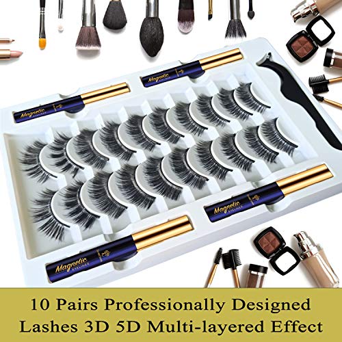 7C SevenCrown Magnetic Eyelashes & Eyeliner Kit - Black Full Volume, 10 Pairs