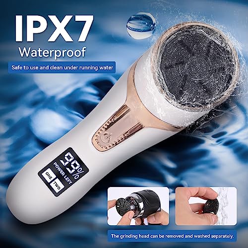 Nicebirdie White Electric Callus Remover with Vacuum, 2-Speed Rechargeable Pedicure Tool