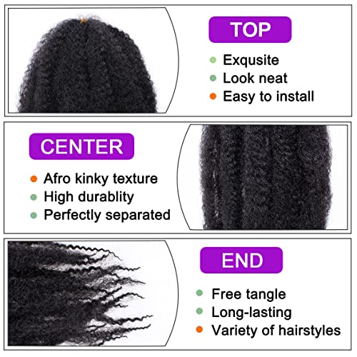 8 Packs Afro Kinky Marley Hair Crochet Extensions 24 Inch - 1B#