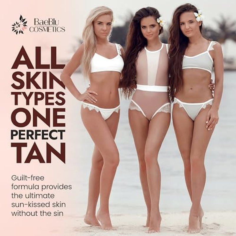 BaeBlu - Sinless Tahitian Self Tan Lotion - Sunless Tanning Lotion with Hydrating Monoi de Tahiti & Coconut Oils for Streak-Free, Golden Tan - No Orange, No Synthetic Fragrance - Vegan & Cruelty-Free