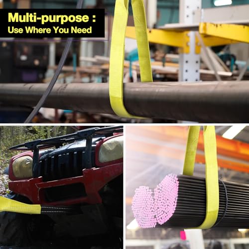 Lift Sling Straps,3" x 10' 2-Ply Heavy Duty Flat Eye Lift Sling,Flat Eye Polyester Lifting Straps Not Nylon Tree Saver Recovery Strap Web Rigging Securing Moving Tow Hoisting Gear Strap 18000lb