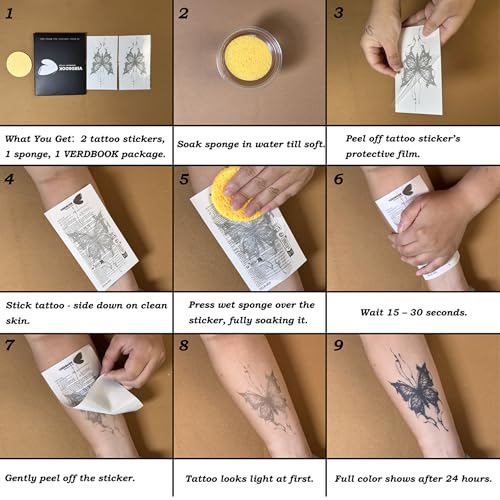 Waterproof Temporary Tattoos: 2-Sheet Tattoo Kit with Realistic Body Stickers, Semi-Permanent Tattoos for Adults Lasting 7-15 Days ? Safe for Men & Women, Blossom Journey