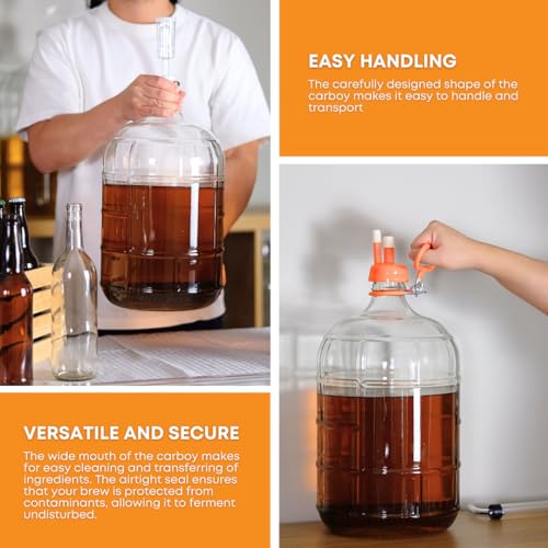 6 Gallon Glass Carboy for Wine Beer and Kombucha Fermentation