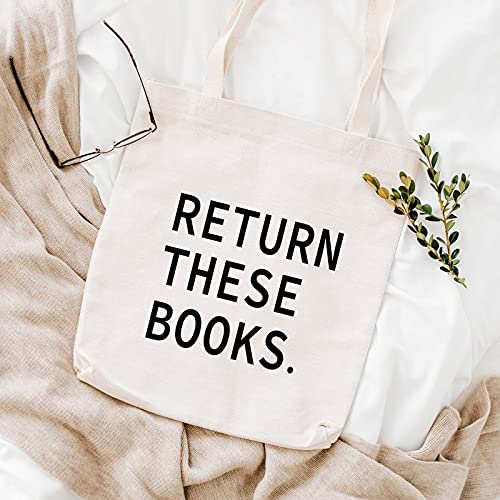WCGXKO Funny Library Tote - Return These Library Return Bag for Book Clubs & Storage