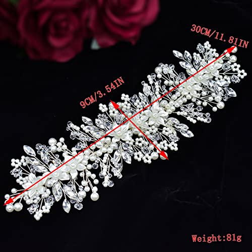 Pearl Bridal Headband Wedding Headpiece for Bride - Handmade Crystal & Pearl Design