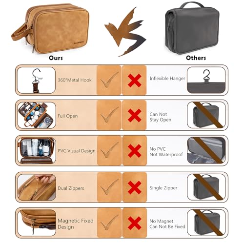 BAGSPRITE Large Toiletry Bag for Men, Women Travel Bag with Hanging Hook, Water-resistant Makeup Cosmetic Bag Shaving Kit Organizer, Bathroom Bag for Traveling