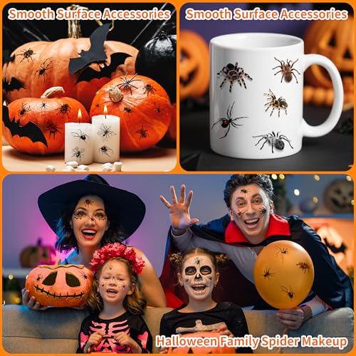 110+ PCS Halloween Face Tattoos, Spider Tattoo Temporary, Halloween Witch Makeup for Women, Halloween Costume Accessories for Adult Kids