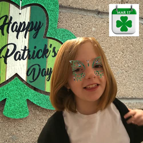 Saint Patricks Day Sets Face Jewels Face Gems Stick On Glitter Face Rhinestones for Makeup with over 130 Face Stickers Jewels Temporary Tattoos Kit for Rave Party Henna Green