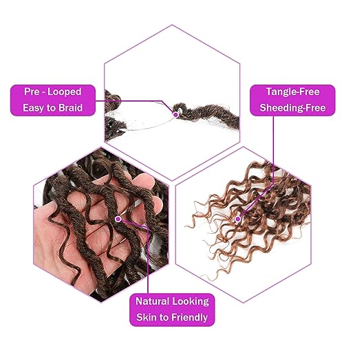 Pre-Looped Goddess Locs Crochet Hair 12 Inch - T30, 8 Packs, Lightweight & Natural Look
