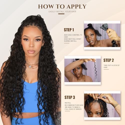 DMKEEP Natural Black Loose Wave Human Braiding Hair 20 Inch - Bundles for Boho Braids