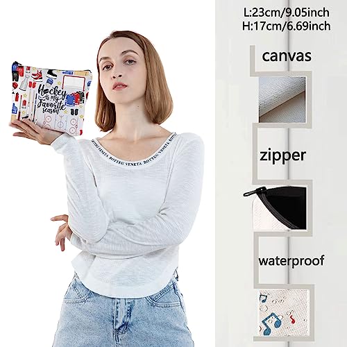 WZMPA Funny Hockey Cosmetic Bag Hockey Player Gift Hockey Is My Favorite Season Makeup Zipper Pouch Bag Hockey Sports Merchandise (Hockey Season)