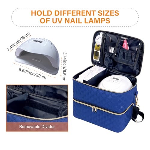40 Slot Nail Polish Organizer Case - Double Layer Travel Storage Bag in Blue Variation of 40 Blue / 40 Slots