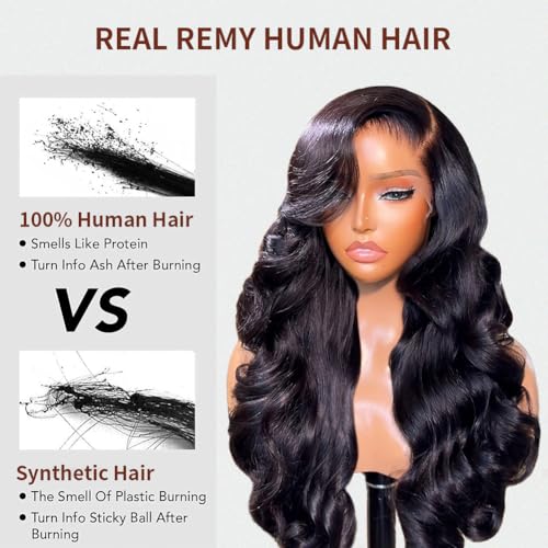 Black 20 Inch Body Wave Lace Front Wig 13x6 Human Hair 200% Density Glueless