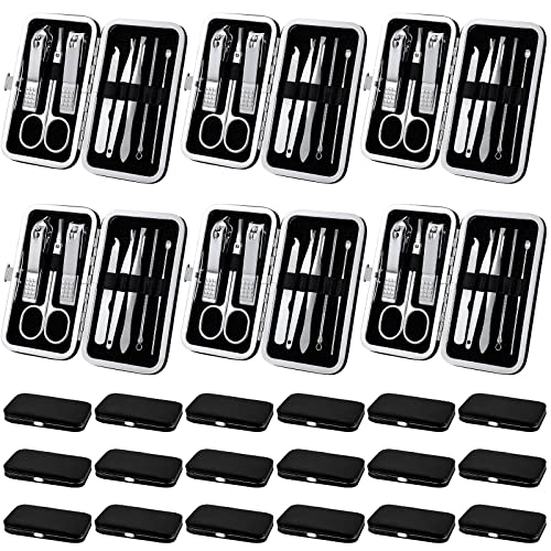 Lasnten 24-Piece Nail Clipper Set, 8-in-1 Black Manicure & Pedicure Kit