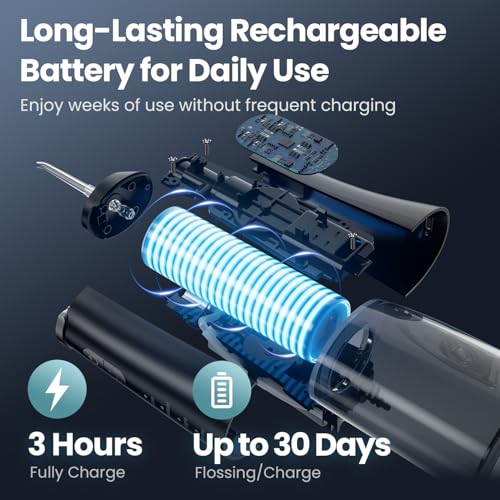 Onlyone Black Water Flosser with Adjustable Pressure, Rechargeable Oral Care Device