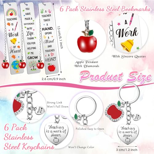 Paterr 24 Pcs Teacher Appreciation Gifts for Women Bulk Including Socks Makeup Bags Keychain Metal Bookmark for Valentine's Day(Good Teacher,Fleece)